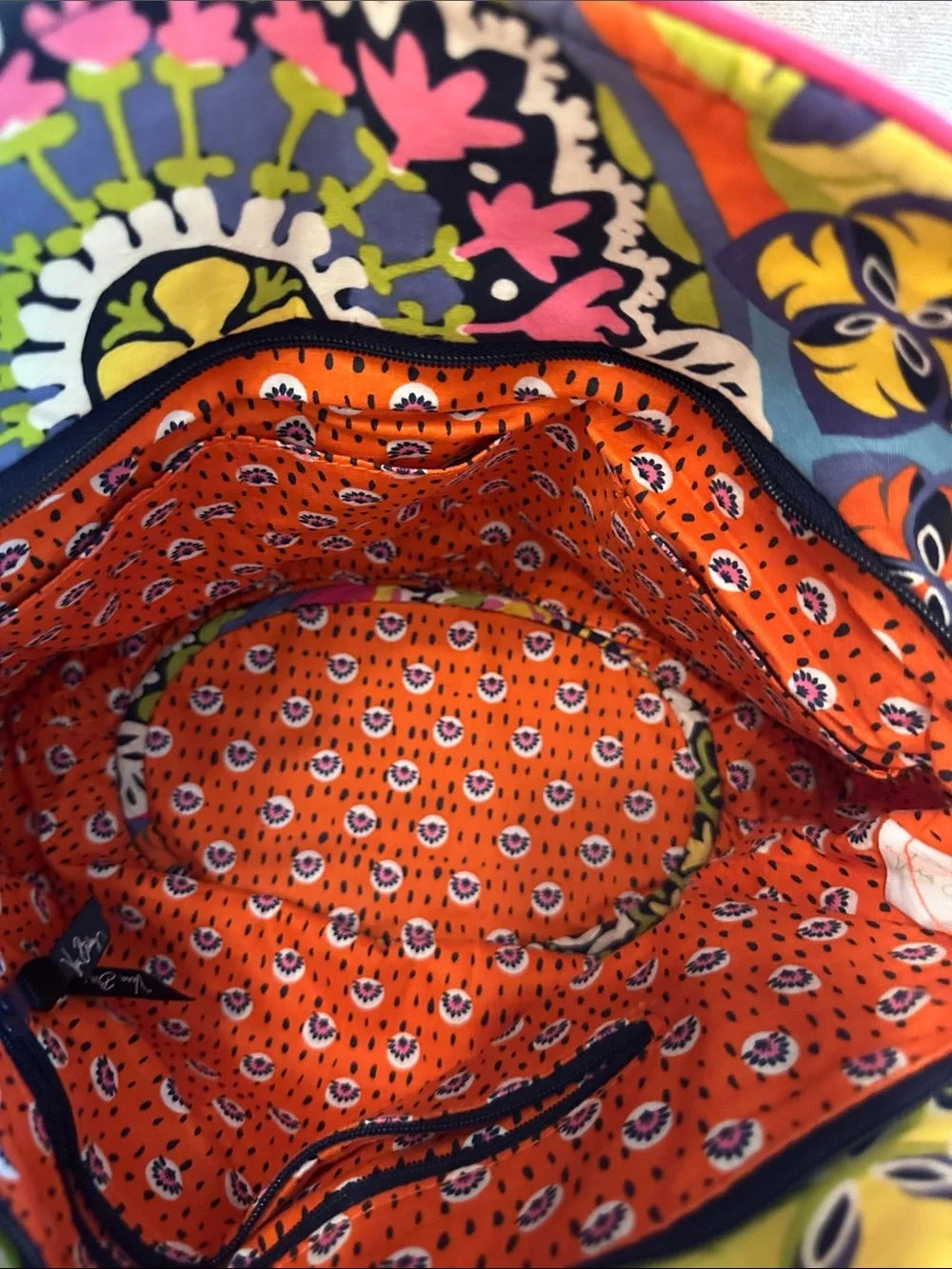 Vera Bradley Bright Floral Quilted Tote in Pink, Orange, Yellow & Green
